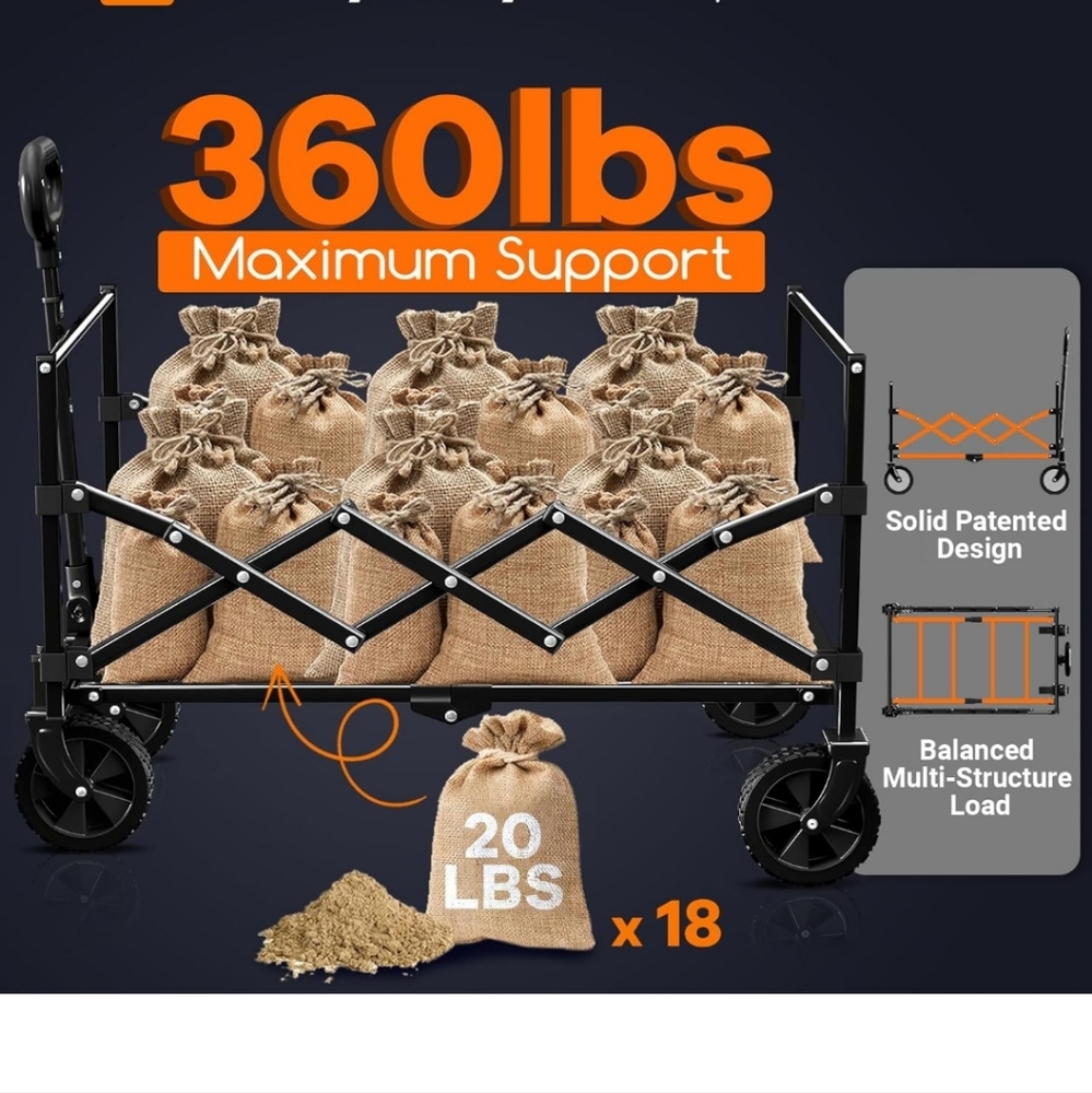 COPY - Collapsible Wagon Cart Foldable - Lightweight Portable Heavy Duty Foldin… - Picture 5 of 8